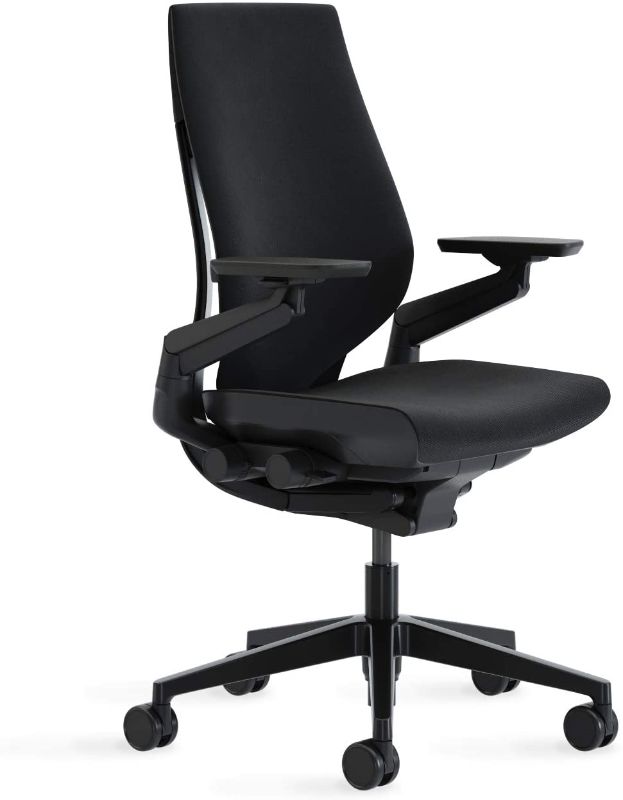 Photo 1 of Steelcase Gesture Office Chair - Cogent: Connect Licorice Fabric, Medium Seat Height, Wrapped Back, Dark on Dark Frame, Lumbar Support
