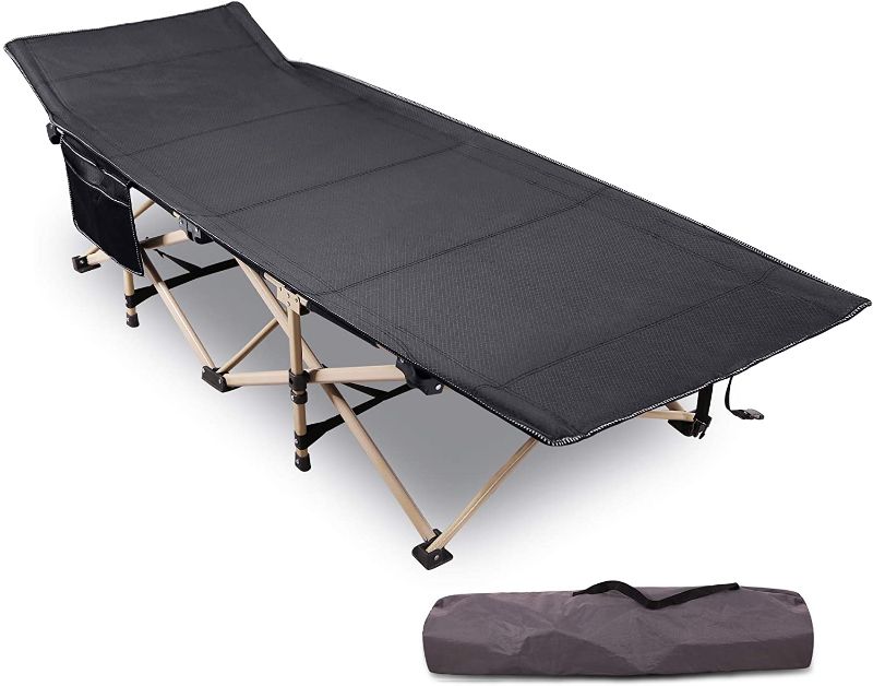 Photo 1 of  Folding Camping Cots for Adults Heavy Duty, 28" - 33" Extra Wide Sturdy Portable Sleeping Cot for Camp Office Use, Blue Gray