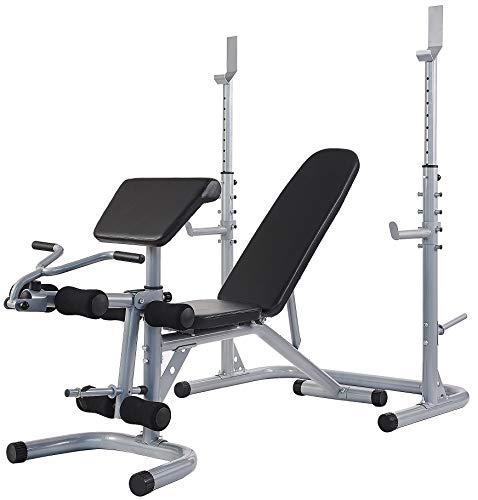 Photo 1 of **INCOMPLETE** BalanceFrom RS 60 Multifunctional Workout Station Adjustable Olympic Workout Bench with Squat Rack, Leg Extension, Preacher Curl, and Weight Storage,
