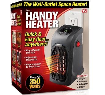 Photo 1 of 350-Watt Wall Outlet Handy Heater, Black
