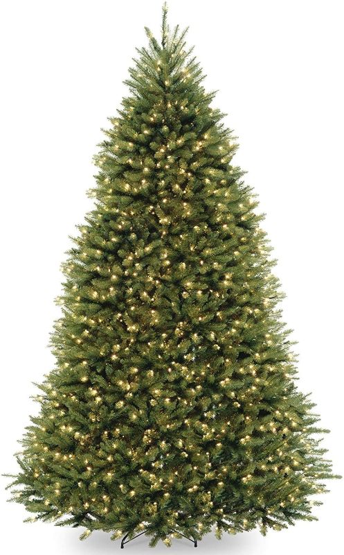 Photo 1 of National Tree Company Pre-Lit Artificial Full Christmas Tree, Green, Dunhill Fir, Dual Color LED Lights, Includes Stand, 9 Feet
//tested power on 