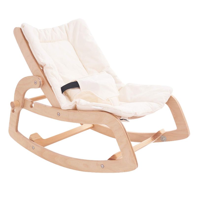 Photo 1 of Crisschirs 3-in-1 Baby Bouncer Rocker Chair and Convertible Wooden Recliner for Toddler- with Removable Cushion, Seat Belt and Booster
