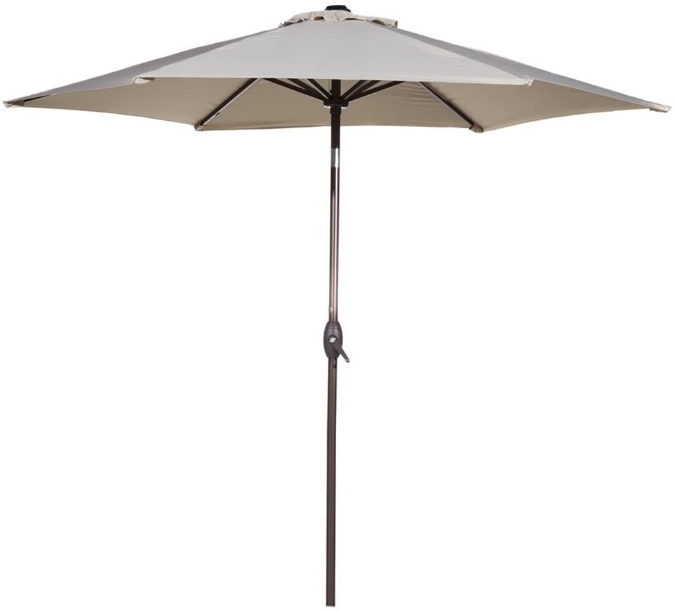 Photo 1 of 9ft Patio Umbrella Outdoor Umbrella Patio Market Table Umbrella with Push Button Tilt and Crank for Garden, Lawn, Deck, Backyard & Pool, Beige