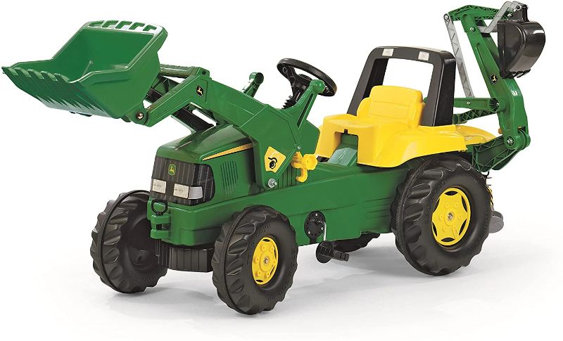 Photo 1 of **PARTS ONLY*** rolly toys John Deere Pedal Tractor with Working Loader and Backhoe Digger, Youth Ages 3+
