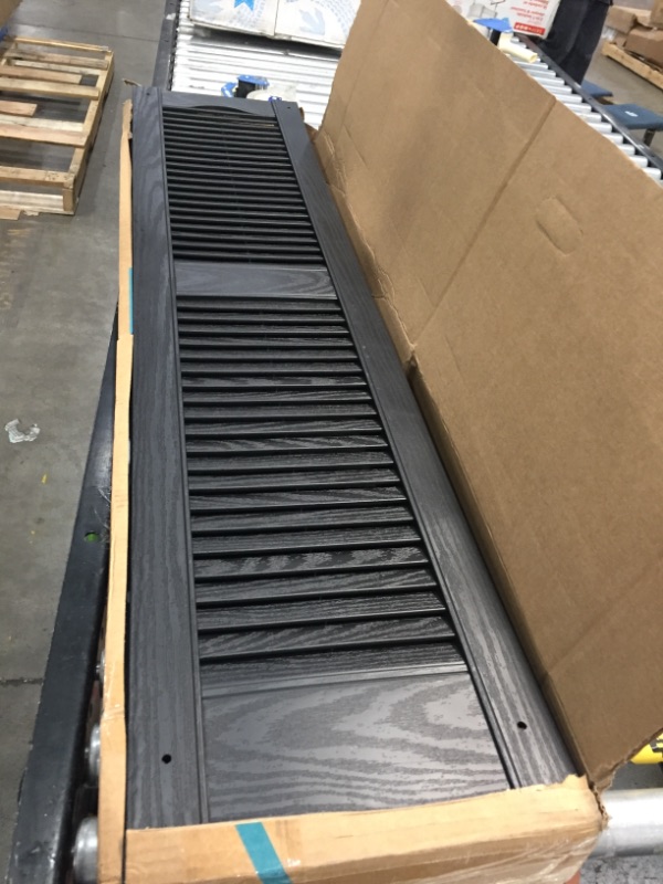 Photo 1 of 12 in. x 52  in. Cathedral Top Custom Open Louver Shutters  in Black- 4 pack 