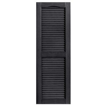 Photo 1 of 12 in. x 52  in. Cathedral Top Custom Open Louver Shutters  in Black- 4 pack 