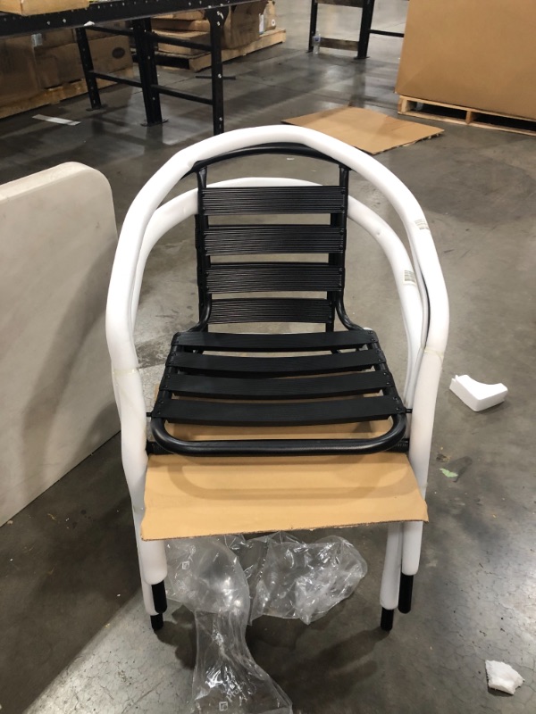 Photo 1 of 2 Black Metal Aluminum Slat Stack Chairs
