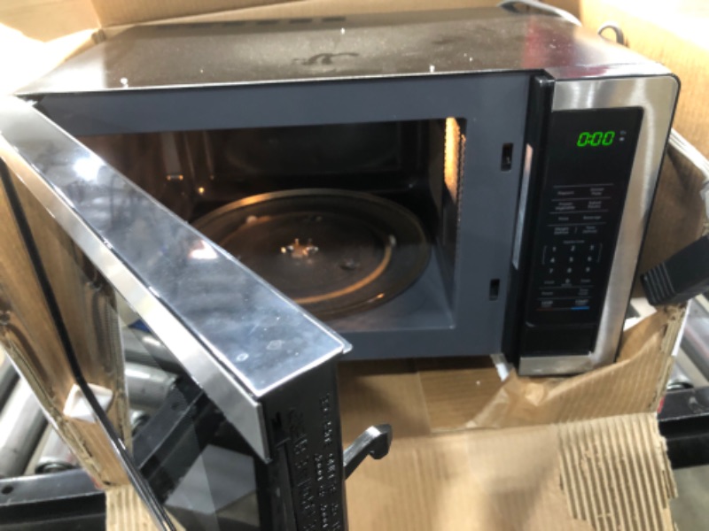 Photo 4 of 1.1 cu. ft. Countertop Microwave in Stainless Steel with Gray Cavity
