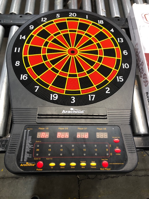 Photo 2 of **HOLD BUTTON TO TURN OFF**Arachnid Cricket Pro Tournament-quality Electronic Dartboard with Micro-thin Segment Dividers for Dramatically Reduced Bounce-outs and NylonTough Segments for Improved Durability and Playability
