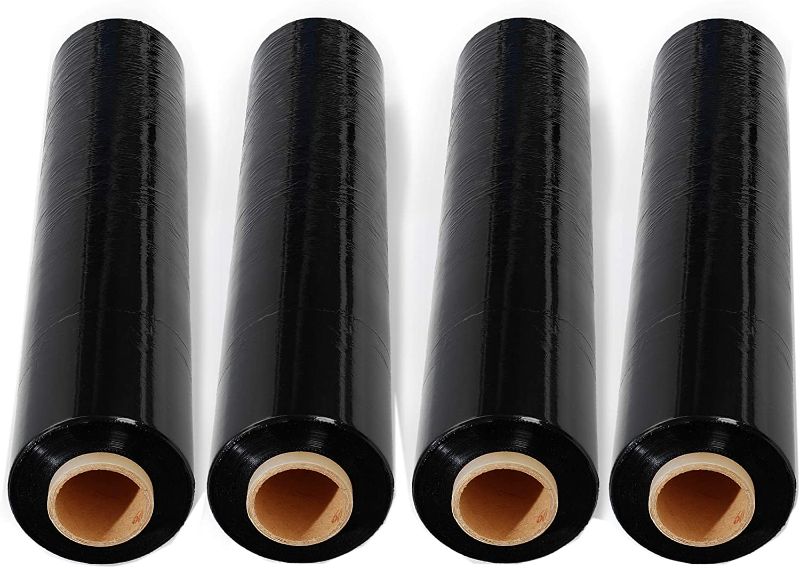 Photo 1 of 4 Rolls 18 inch x 1500 Feet Stretch Wrap 80 Gauge Heavy Duty Shrink Film, Extra Strong 18 inch Black Hand Stretch Wrap, Pack of 4 Rolls
Size: Black 18" wide x 4 Rolls

