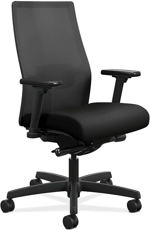 Photo 1 of HON Ignition 2.0 Mesh Back Task Chair with Adjustable Arms and Adjustable Lumbar Support, in Black
