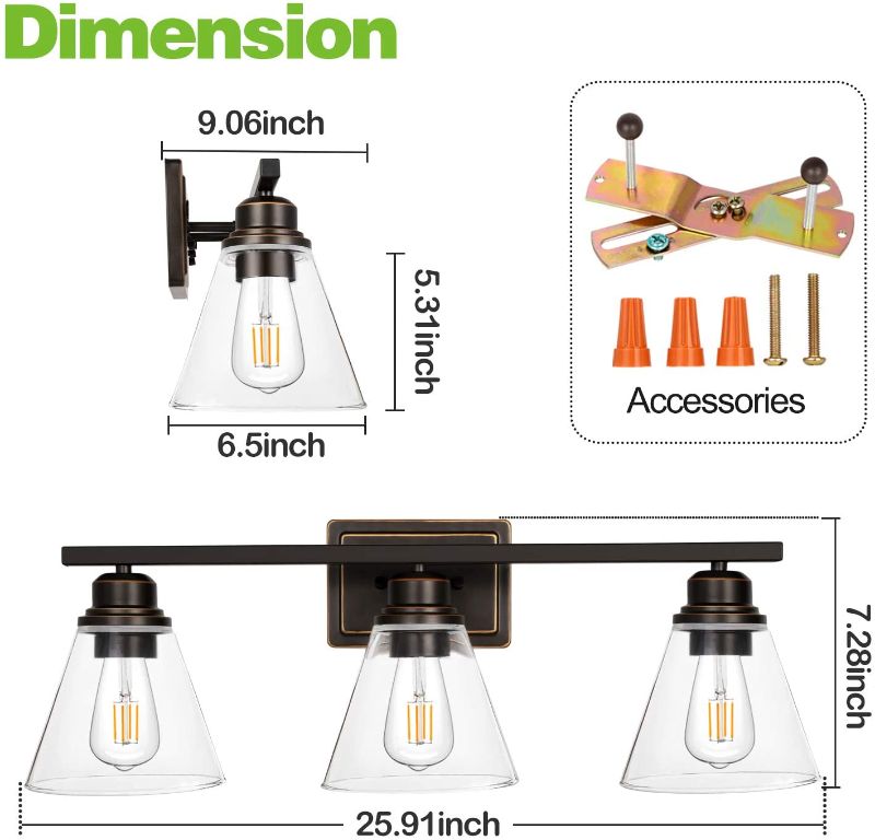 Photo 1 of hykolity 3-Light Vanity Light Fixture