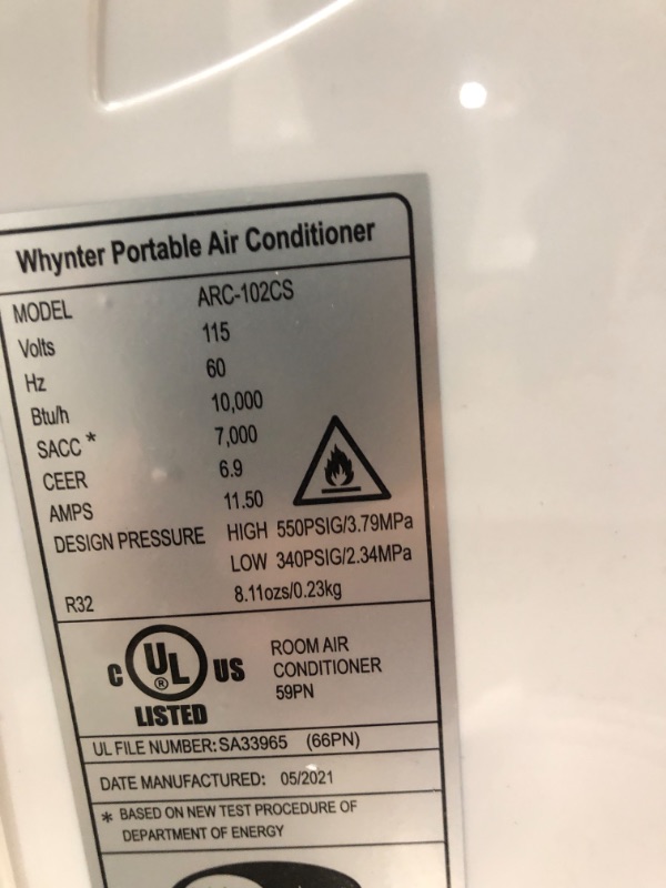 Photo 3 of Whynter ARC-102CS Compact Size 10,000 BTU Portable Air Conditioner, Dehumidifier, Fan with 3M and SilverShield Filter for Rooms up to 215 sq ft,Multi
