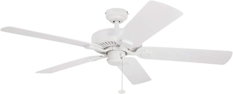 Photo 1 of Honeywell Belmar 52-Inch Outdoor Ceiling Fan, Five Damp Rated Fan Blades, Exterior, White
