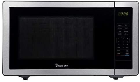 Photo 1 of Magic Chef Stainless Steel 1.1 Cu. Ft. 1000W Countertop Microwave Oven with Push-Button Door
