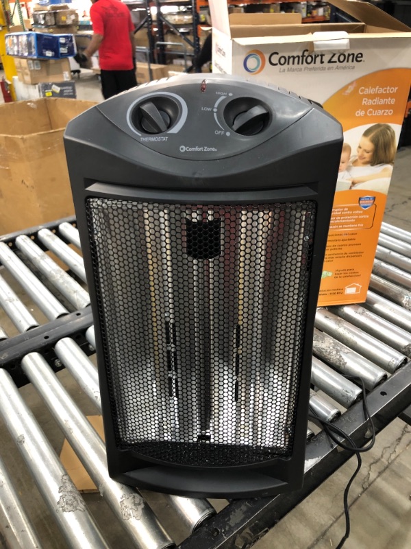 Photo 2 of PARTS ONLY/ NOT FUNCTIONAL 
Comfort Zone CZQTV007BK Fan-Assisted Tower Radiant Quartz Heater, Black, Deluxe Forced
