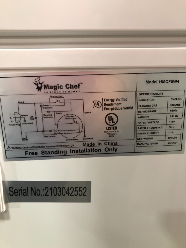 Photo 4 of 5.0 cu. ft. Chest Freezer in White
