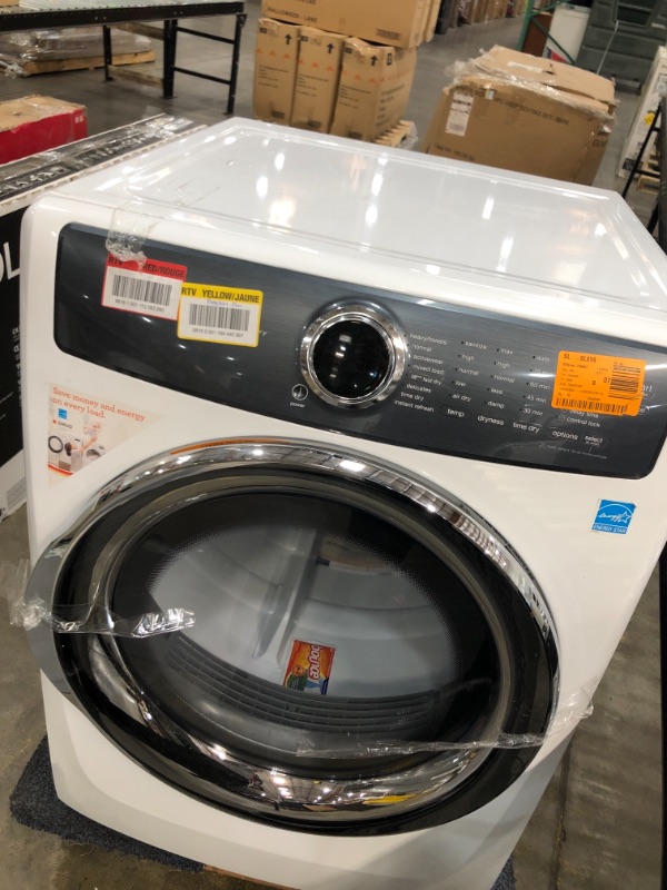 Photo 1 of 8.0 cu. ft. Front Load Perfect Steam Electric Dryer with LuxCare Dry and Instant Refresh in White
