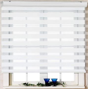 Photo 1 of [Winsharp Basic, white ,W 35 x H 64 inch] Zebra Roller Blinds, Dual Layer Shades, Sheer or Privacy Light Control, Day and Night Window Drapes