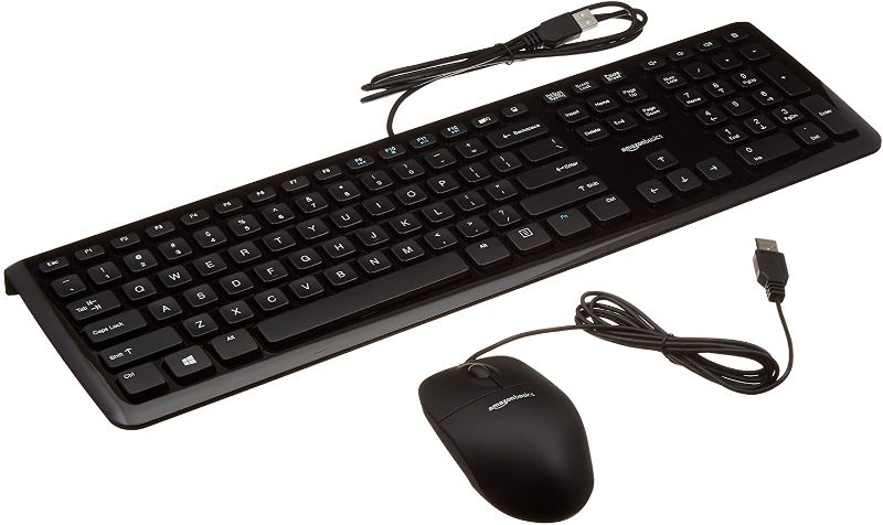 Photo 1 of Amazon Basics Wired Computer Keyboard and Wired Mouse 9 only