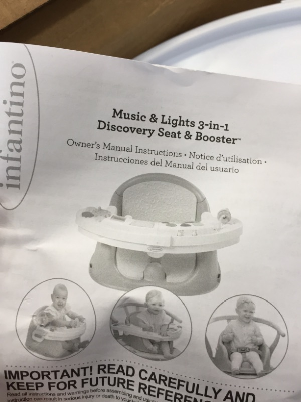 Photo 2 of Infantino Music & Lights 3-in-1 Discovery Seat and Booster - Convertible Booster, Infant Activity seat and Feeding Chair with Electronic Piano for Sensory Exploration, for Babies and Toddlers
