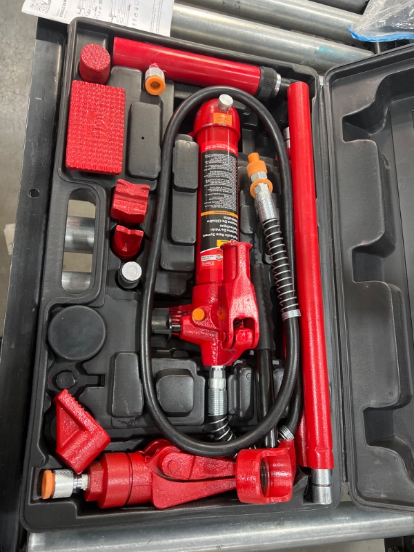 Photo 3 of BIG RED T70401S Torin Portable Hydraulic Ram: Auto Body Frame Repair Kit with Blow Mold Carrying Storage Case, 4 Ton (8,000 lb) Capacity, Red
