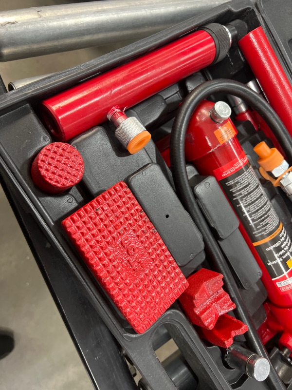 Photo 7 of BIG RED T70401S Torin Portable Hydraulic Ram: Auto Body Frame Repair Kit with Blow Mold Carrying Storage Case, 4 Ton (8,000 lb) Capacity, Red
