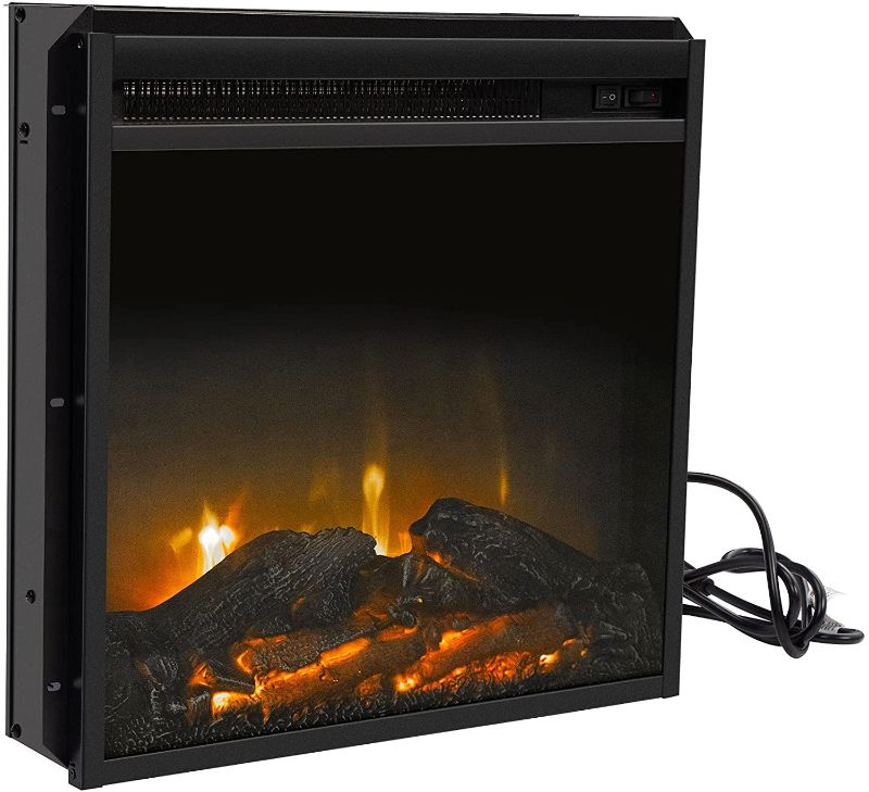 Photo 1 of 18” Electric Fireplace Insert, Freestanding & Recessed 1400 W Electric Stove Heater with Temperature Adjustment,Overheating Protection, Safe Plug,Black
