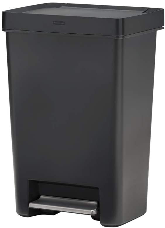 Photo 1 of **USED**,BROKEN
Rubbermaid Premier Series II Step-On Trash Can for Home and Kitchen, with Lid Lock and Slow Close, 13 Gallon, Charcoal
