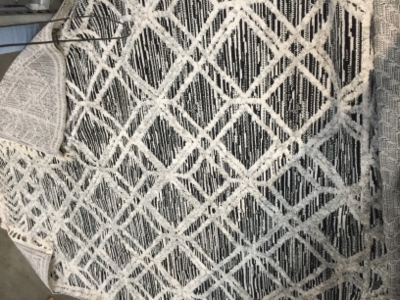 Photo 2 of **USED**
Beige/BLACK Lattice Tassel Area Rug