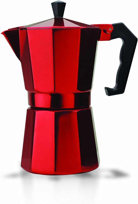 Photo 1 of **USED**
Primula Stovetop Espresso and Coffee Maker, Moka Pot for Classic Italian and Cuban Café Brewing, Cafetera, Six Cup, Red
