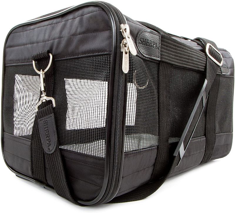 Photo 1 of **USED, MISSING PARTS**
Sherpa Original Deluxe Airline Approved Pet Carrier, Soft Liner, Mesh Windows, Spring Frame
