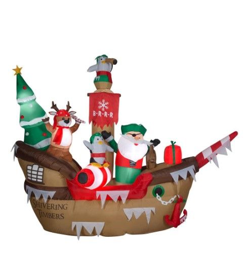 Photo 1 of 10 ft Pre-Lit LED Giant-Sized Airblown Pirate Ship Christmas Inflatable