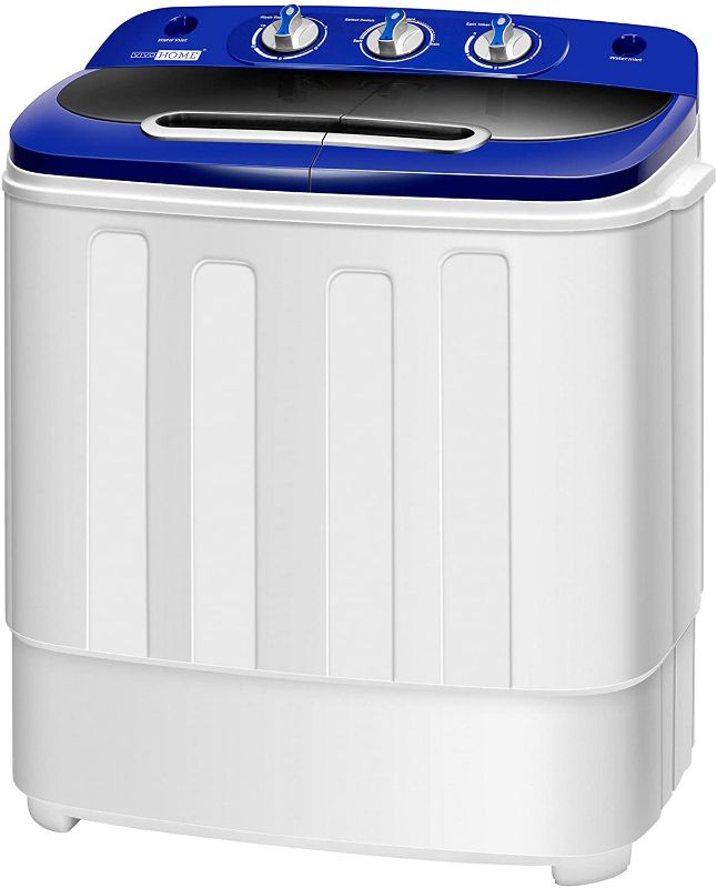 Photo 1 of 
VIVOHOME Electric Portable 2 in 1 Twin Tub Mini Laundry Washer and Spin Dryer Combo Washing Machine with Drain Hose for Apartments 13.5lbs Blue & White