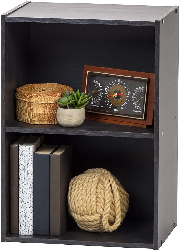 Photo 1 of IRIS USA Small Spaces Wood, Bookshelf Storage Shelf, Bookcase, 2-Tier, Black
