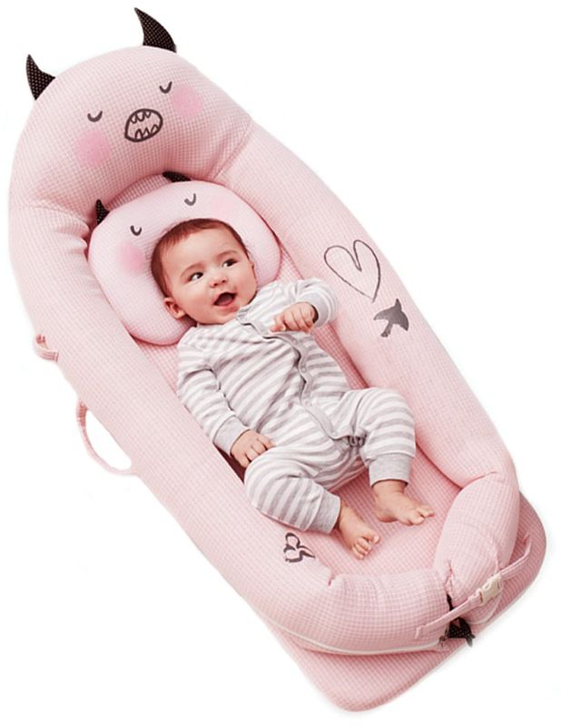 Photo 1 of Baby Lounger Baby Nest Co Sleeper Portable Crib Cosleeping Baby Bed Travel Bassinet Bedside Sleeper, Ultra Comfort 3D Bionic Breathable Fabric for Newborn Baby 0-24 Month - Pink