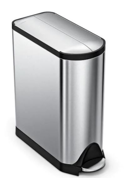 Photo 1 of 45-Liter Fingerprint-Proof Brushed Stainless Steel Butterfly Step-On Trash Can
