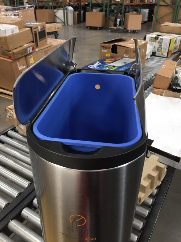 Photo 1 of 45-Liter Fingerprint-Proof Brushed Stainless Steel Butterfly Step-On Trash Can
