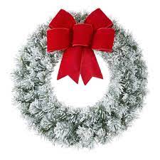 Photo 1 of 24 in Noble Pine Un-Lit Flocked Artificial Christmas Wreath with Velvet Bow
AS IS 2CT