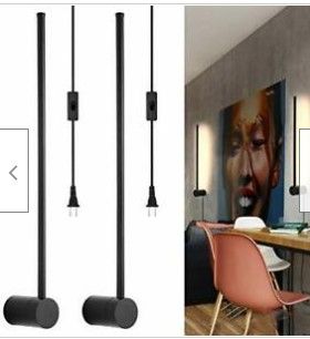 Photo 1 of Ditoon Modern Plug in Wall Sconce Set of 2 LED Matte Black Wall Lamp with Plu...
