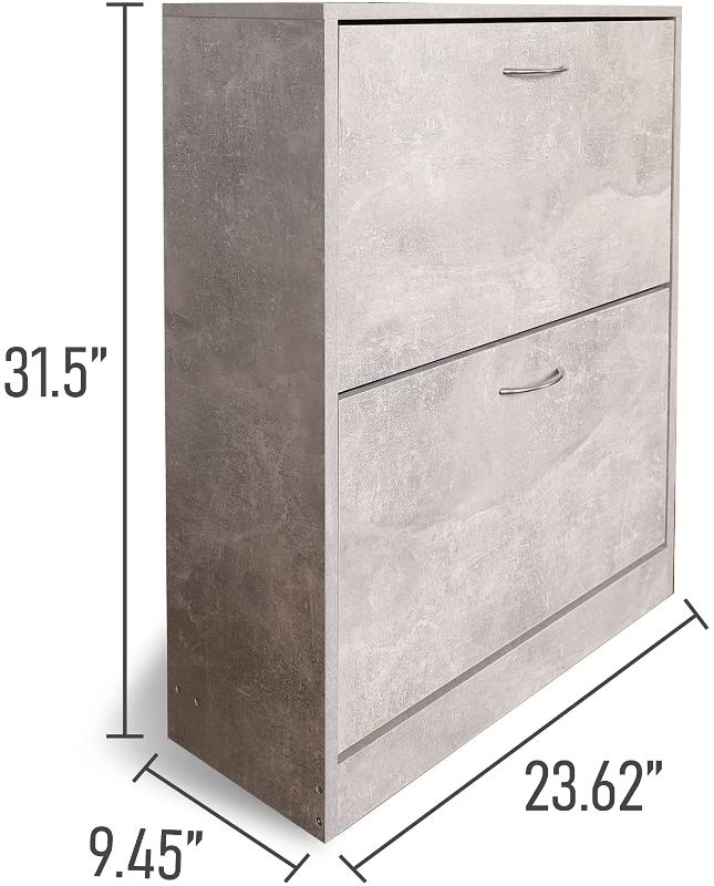 Photo 1 of KD ModySimble Modern Shoe Storage Cabinet for Entryway, 2 Tier Floor Shoes Cabinet with Doors, Grey
