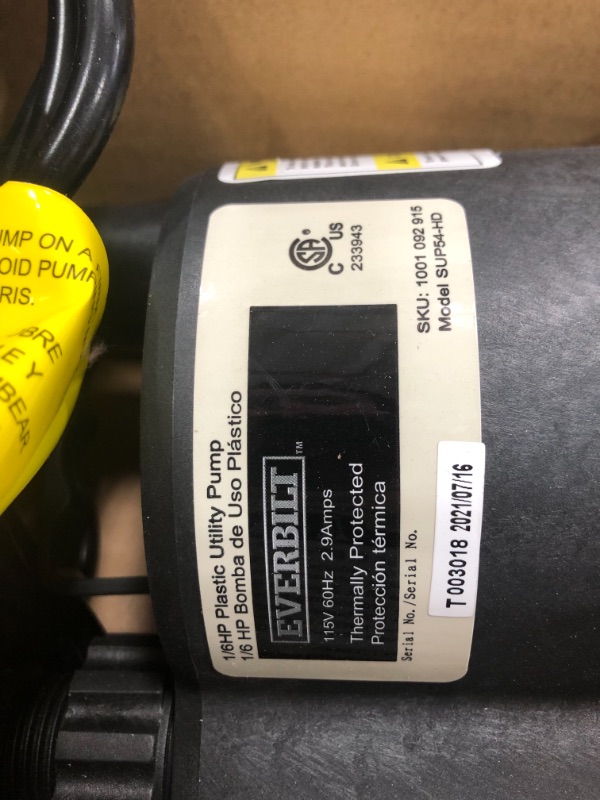 Photo 1 of 1/6 HP Plastic Submersible Utility Pump