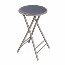 Photo 1 of 24 in. Gray Heavy-Duty Padded Round Folding Bar Stool
