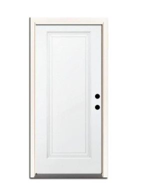 Photo 1 of 32 in. x 80 in. Premium 1-Panel Primed White Steel Prehung Front Door with 32 in. Left-Hand Inswing and 6 in. Wall

