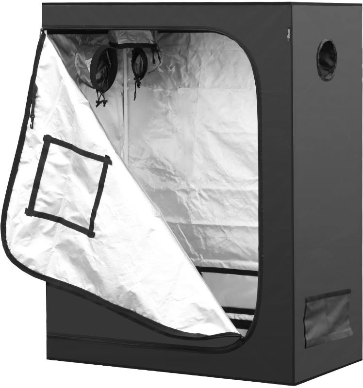 Photo 1 of iPower 4'x2'x5' Mylar Hydroponic Water-Resistant Grow Tent with Observation Window and Removable Floor Tray, Tool Bag for Indoor Plant Seedling, Propagation, Blossom