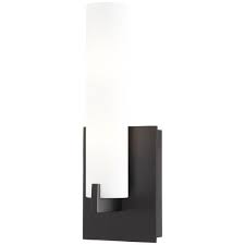 Photo 1 of George Kovacs Tube 4.75 in. 2-Light Coal Black Wall Sconce with Etched White Glass Shade