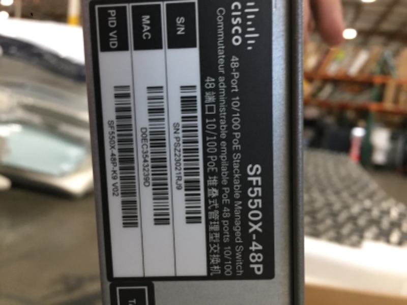 Photo 1 of Cisco sf550x-48 Stackable Managed Switch with 48 Gigabit Ethernet (GbE) Ports, 2 x 10G Combo, 2 x SFP+, L3 Dyamic Routing, Limited Lifetime Protection, Black
