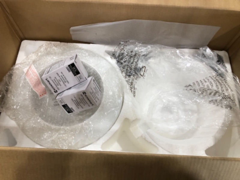 Photo 3 of Monte Carlo Fans Traverse Semi-Flush Ceiling Fan - Body Finish: Black - Blade Color: Light Grey Weathered Oak - 5TV52AGPD-V1  glass cover was broken and removed from box
