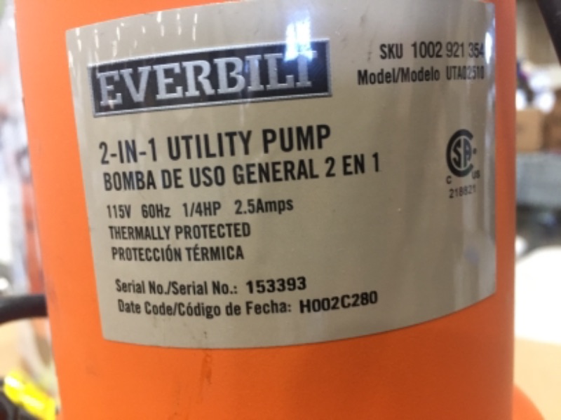 Photo 2 of 1/4 HP 2-in-1 Utility Pump
