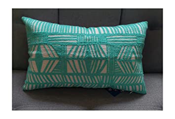 Photo 1 of Aitliving Accent Lumbar Pillow Cover Cotton Canvas 1pc Geometric Bolero Decorative Pillowcase Aqua Sky Blue 12x20inch Tribal Design Boho Embroidery Throw Pillow Cushion Shell
